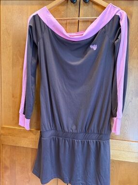 Gola Brown & Pink Long Sleeve Off-Shoulder Dress